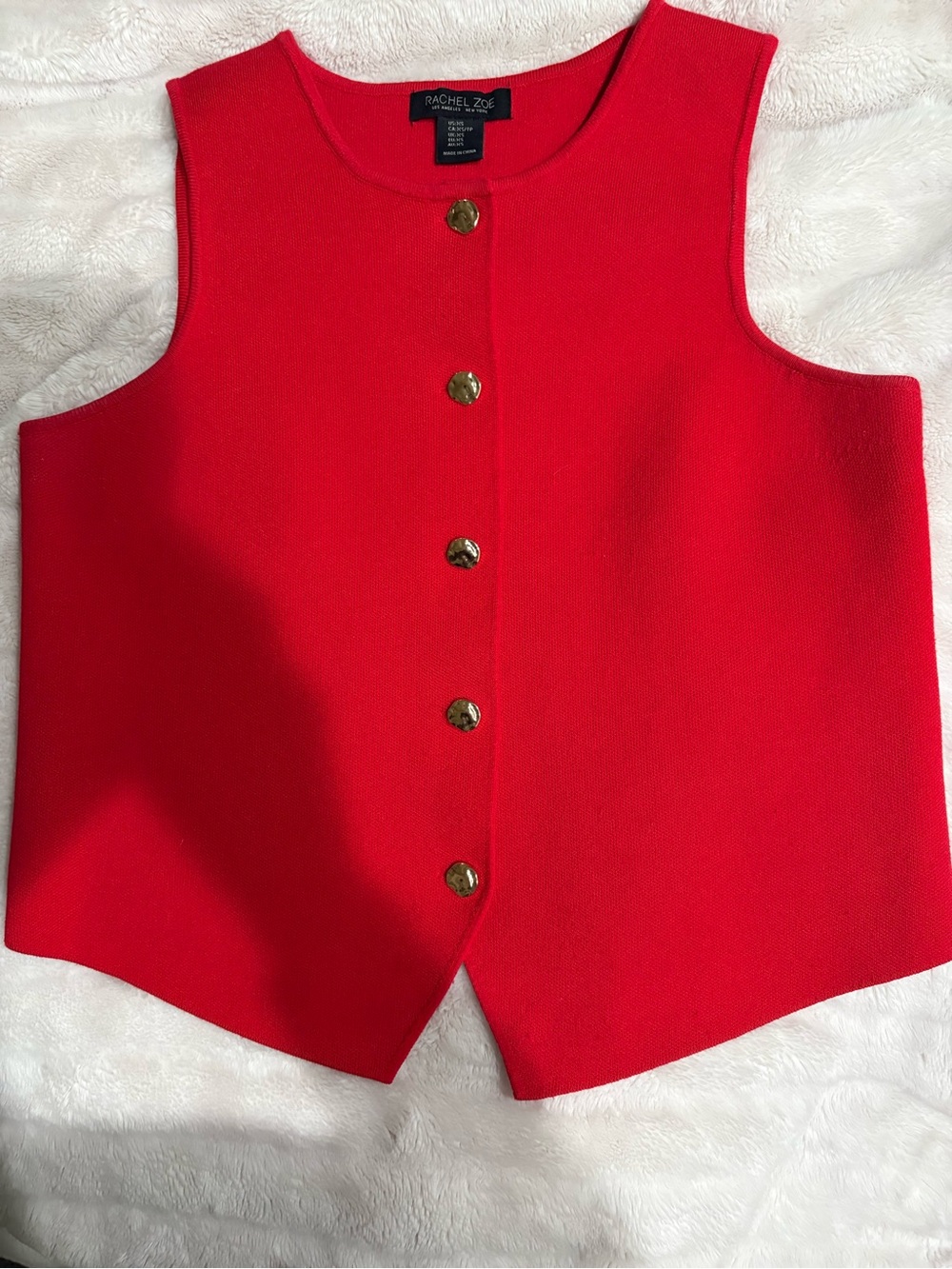 XS Rachel Zoe Red Sleeveless Button Front Vest